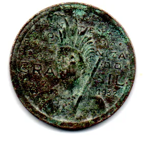 1932 - 100 Réis - Vicentina - Comemorativa 4° Centenário da Colonização do Brasil - Moeda Brasil - UTG