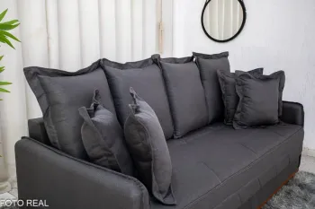 Sofá 3 lugares Vican Larg. 2.00m Linho Grafite 5054 Molas Bonnel - Foto 2