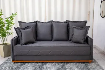 Sofá 3 lugares Vican Larg. 2.00m Linho Grafite 5054 Molas Bonnel