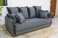 Sofá 3 lugares Vican Larg. 2.00m Veludo Cinza 5001 Molas Bonnel - Foto 2