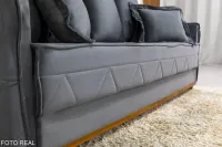 Sofá 3 lugares Vican Larg. 2.00m Veludo Cinza 5001 Molas Bonnel - Foto 5