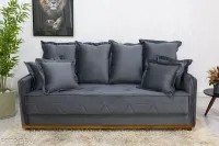 Sofá 3 lugares Vican Larg. 2.00m Veludo Cinza 5001 Molas Bonnel - Foto 6
