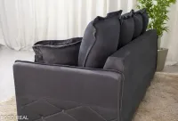 Sofá 3 lugares Vican Larg. 2.00m Veludo Cinza 5001 Molas Bonnel - Foto 7