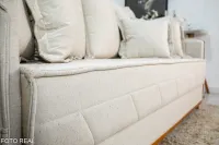 Sofá 3 lugares Vican Larg. 2.00m Linho Bege 5044 Molas Bonnel - Foto 3