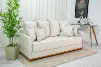 Sofá 3 lugares Vican Larg. 2.00m Linho Bege 5044 Molas Bonnel - Foto 5