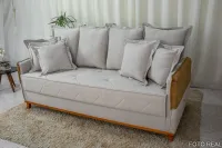 Sofá 3 lugares Vican Larg. 2.00m Linho Bege 5044 Detalhe 05 - Molas Bonne - Foto 5