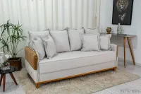 Sofá 3 lugares Vican Larg. 2.00m Linho Bege 5044 Detalhe 05 - Molas Bonne - Foto 7