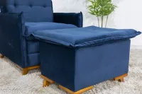 Poltrona Reclinável com Puff Rubi Veludo Azul 03
