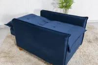 Poltrona Reclinável com Puff Rubi Veludo Azul 03 - Foto 3