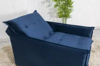 Poltrona Reclinável com Puff Rubi Veludo Azul 03 - Foto 4