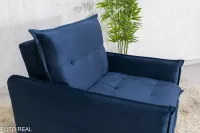 Poltrona Reclinável com Puff Rubi Veludo Azul 03 - Foto 5
