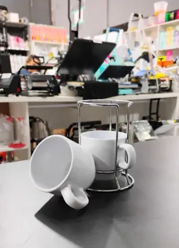 XICARA MODELO TORRE 4OZ- 2UNIDADE 150ML -MECOLOUR  C/SUPORTE METAL - Foto 2