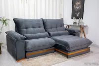 Sofá Retrátil Reclinável 2.50m Ibis Veludo Cinza 814 - D33 e Molas Ensacadas - Foto 4