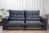 Sofá Retrátil Reclinável 2.50m Ibis Veludo Cinza 814 - D33 e Molas Ensacadas - Foto 5