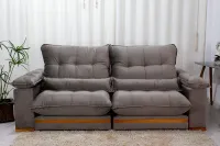 Sofá Retrátil Reclinável Ibis 2.50m Veludo Cinza 813 - D33 e Molas Ensacadas - Foto 5