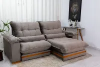 Sofá Retrátil Reclinável Ibis 2.50m Veludo Cinza 813 - D33 e Molas Ensacadas - Foto 6