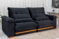 Sofá Retrátil Reclinável Ibis 2.50m Veludo Preto 820 - D33 e Molas Ensacadas - Foto 3