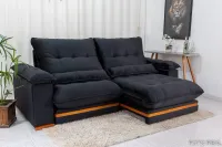 Sofá Retrátil Reclinável Ibis 2.50m Veludo Preto 820 - D33 e Molas Ensacadas - Foto 4