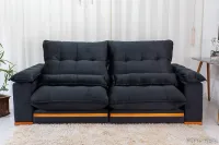 Sofá Retrátil Reclinável Ibis 2.50m Veludo Preto 820 - D33 e Molas Ensacadas - Foto 6