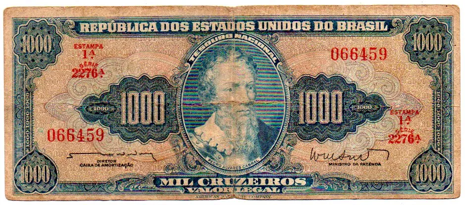 C055 - 1000 Cruzeiros - 1° Estampa - Série 2276 - Pedro Alvares Cabral - Data: 1962 - R