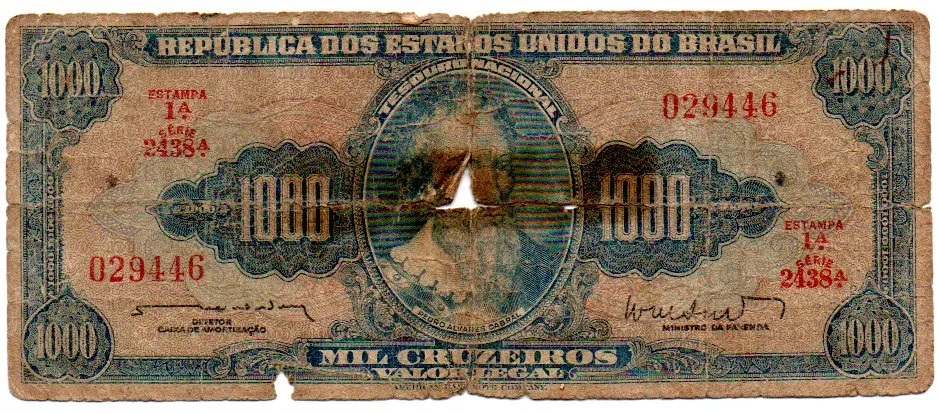C055 - 1000 Cruzeiros - 1° Estampa - Série 2438 - Pedro Alvares Cabral - Data: 1962 - UTG