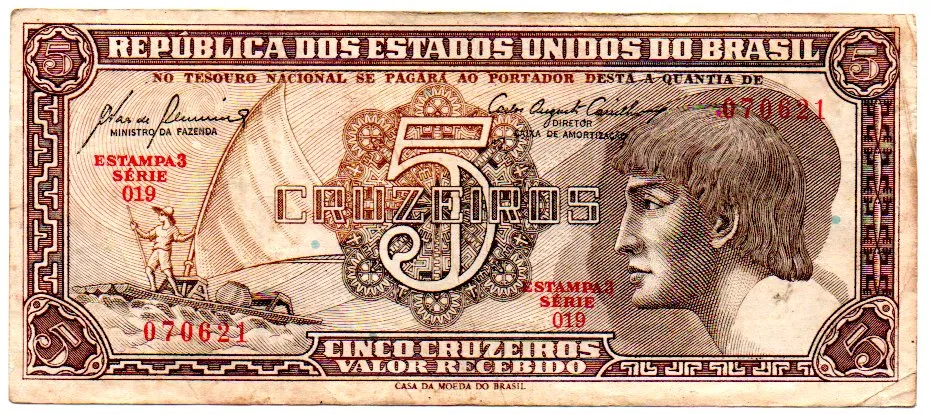 C111 - 5 Cruzeiros - Série 019 - Índio - Data: 1961 - MBC