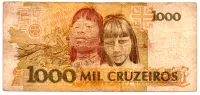 C217a - *Asterisco - 1000 Cruzeiros - Cândido Rondon - Data: 1990 - Estado de Conservação: Bem Conservada (BC) - Foto 2