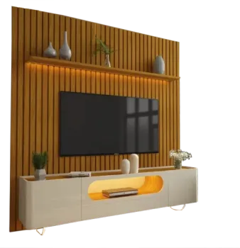 Painel Nobre 230 Naturale + Rack Nobre 210 Off White/Naturale – GELIUS - Foto 2