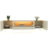 Painel Nobre 230 Naturale + Rack Nobre 210 Off White/Naturale – GELIUS - Foto 4
