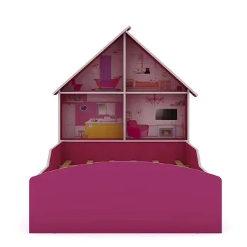Roupeiro Casinha 2 portas + Cama Casinha 0.90m Pink/Branco Gelius - Foto 2