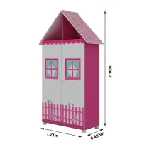 Roupeiro Casinha 2 portas + Cama Casinha 0.90m Pink/Branco Gelius - Foto 4