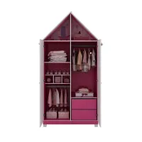 Roupeiro Casinha 2 portas + Cama Casinha 0.90m Pink/Branco Gelius - Foto 5