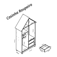 Roupeiro Casinha 2 portas + Cama Casinha 0.90m Pink/Branco Gelius - Foto 6