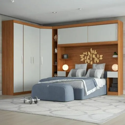 Guarda-Roupa Modular Solteiro/Casal/Queen/King Gênova Plus Freijó/Off White – BATROL MÓVEIS  – Cores: Freijó/Off White – Sapatas plásticas – Perfil “H” 1989 mm – Duas portas de correr – 100% MDP de qu