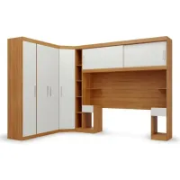 Guarda-Roupa Modular Solteiro/Casal/Queen/King Gênova Plus Freijó/Off White – BATROL MÓVEIS  – Cores: Freijó/Off White – Sapatas plásticas – Perfil “H” 1989 mm – Duas portas de correr – 100% MDP de qu - Foto 3