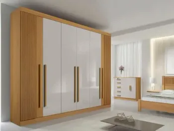 Guarda-Roupa Da Vinci Plus 6 portas e 6 gavetas – Cinamomo Ripado /Off White