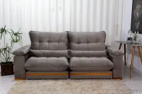 Sofá Retrátil Reclinável Ibis 2.30m Veludo Cinza 813 D33 e Molas Ensacadas - Foto 2