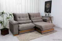 Sofá Retrátil Reclinável Ibis 2.30m Veludo Cinza 813 D33 e Molas Ensacadas - Foto 7