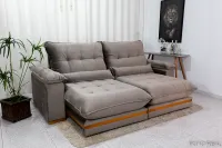 Sofá Retrátil Reclinável Ibis 2.30m Veludo Cinza 813 D33 e Molas Ensacadas - Foto 8
