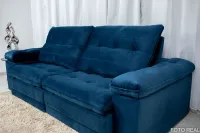 Sofá Retrátil Reclinável Ibiza 2.60m Azul K022 - D33 Hiper soft e Molas Ensacadas Bianchi - Foto 5