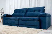 Sofá Retrátil Reclinável Ibiza 2.60m Azul K022 - D33 Hiper soft e Molas Ensacadas Bianchi - Foto 7