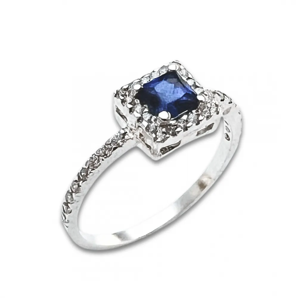 Anel de formatura de prata - azul - ACH155