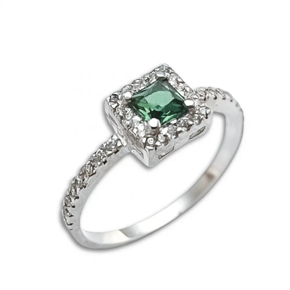 Anel de formatura de prata - verde - ACH155 Imagem