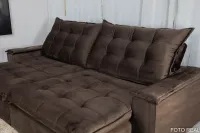 Sofá Retrátil Reclinável Atenas 2.30m Veludo Marrom 815 D33 e Molas Ensacadas - Foto 6