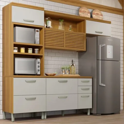 Cozinha Completa 2,70 m Princesa Freijó/Off White – NESHER Imagem