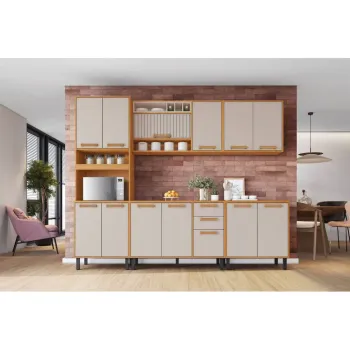 Cozinha Completa Modulada 5 Peças 13 portas Nápoles - Cinamomo/Off White - Itatiaia