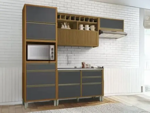 Cozinha Completa Baronesa 4 peças – Freijó/Grafite Imagem
