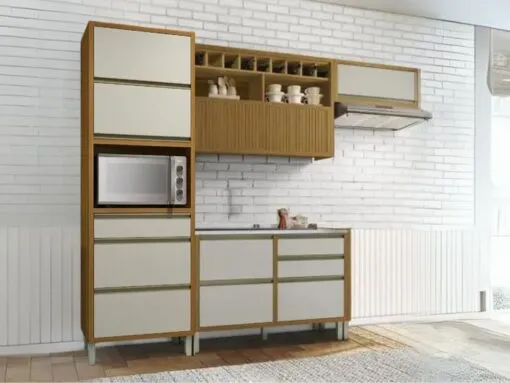  Cozinha Completa Baronesa 4 peças – Freijó/Offwhite Imagem
