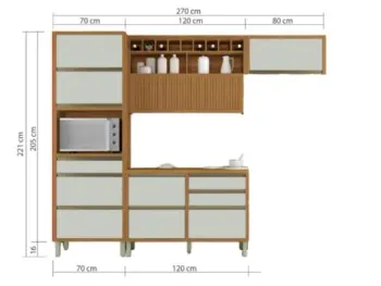  Cozinha Completa Baronesa 4 peças – Freijó/Offwhite - Foto 2