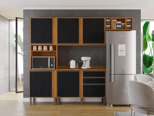 Cozinha Completa Pérola 4 Peças – Cinamomo/Preto Imagem